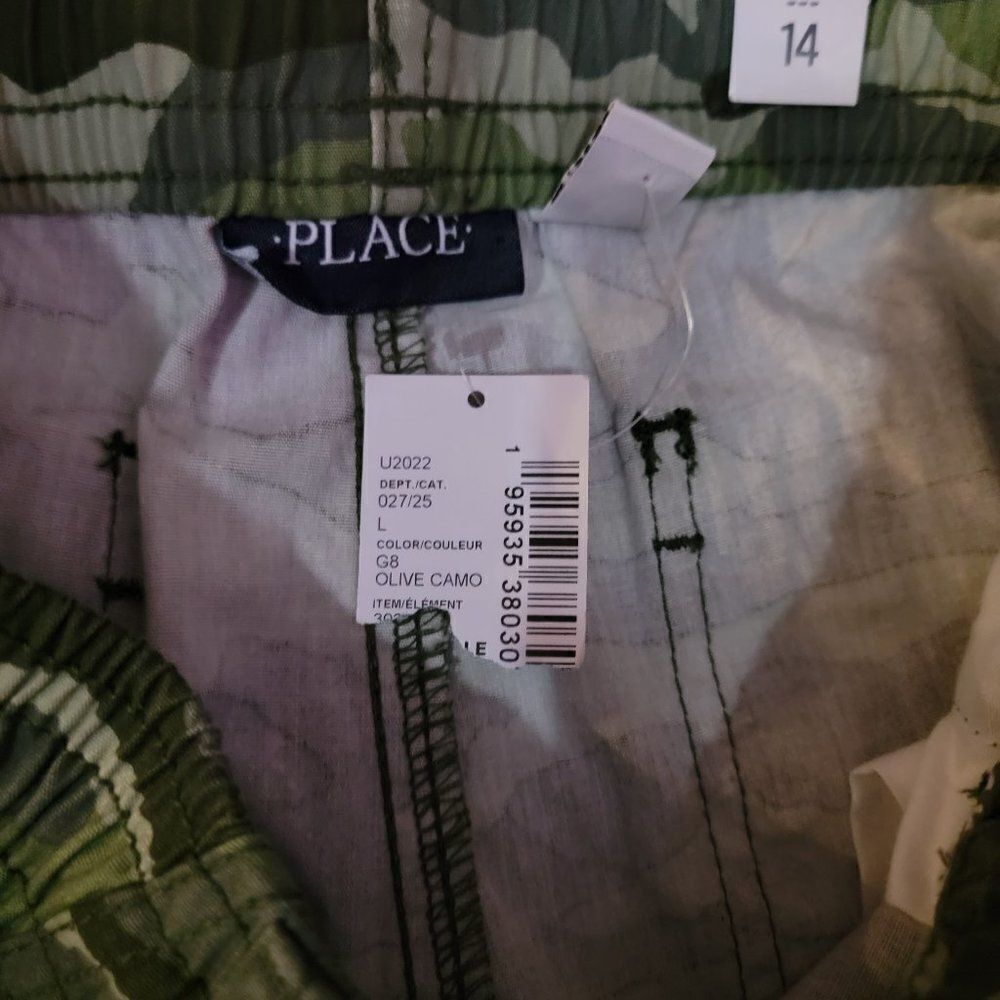 Children's Place Tactical Cargo Long Shorts Olive Camo Size 14 - Picture 7 of 9